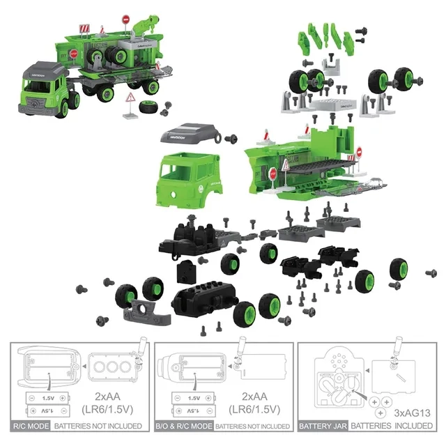 Sanitation Truck - 103pcs Green + Mini Truck
