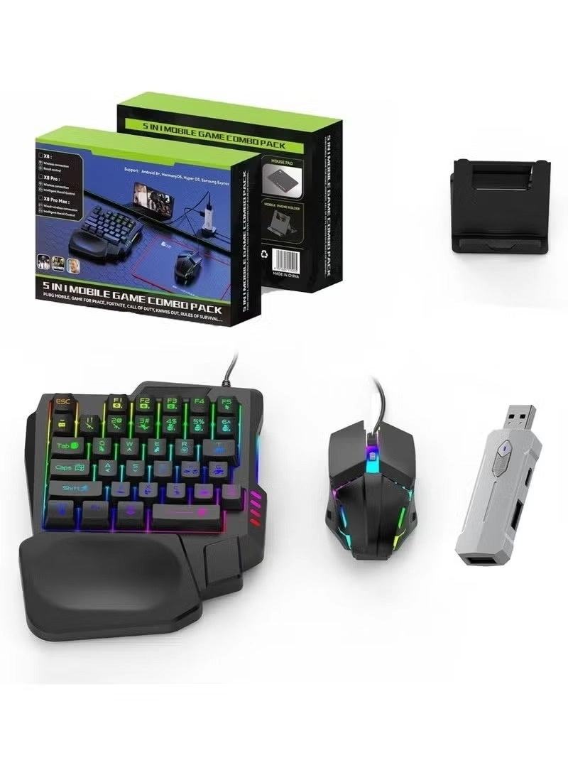 5-in-1 Half-Hand Gaming Keyboard Set - Wireless
