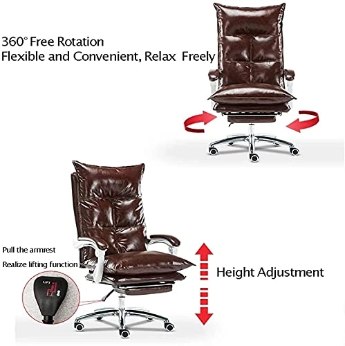 Desk Chair - PU Leather Brown High Back