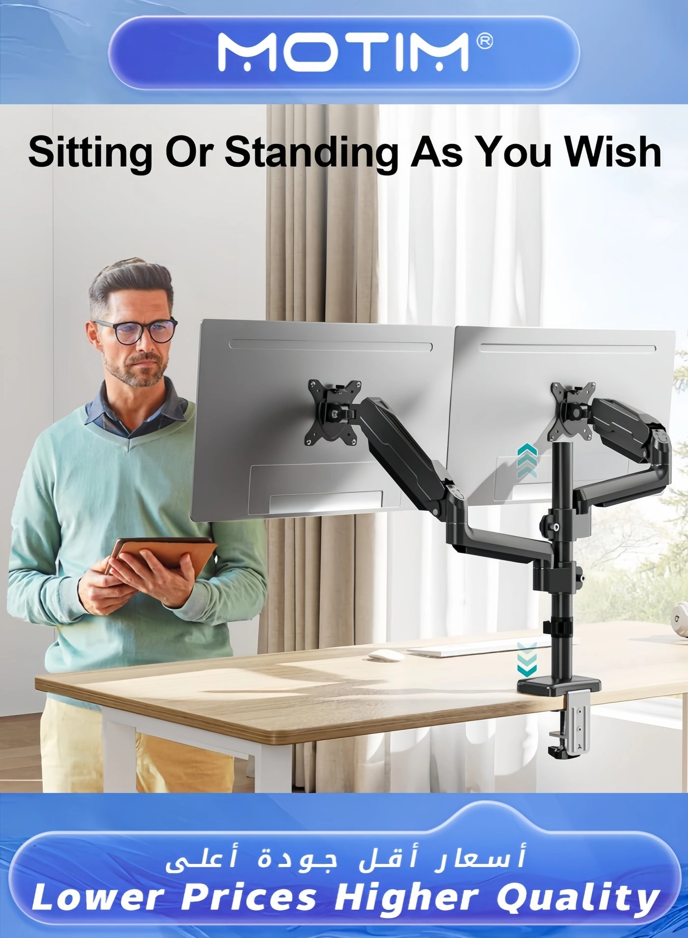 Monitor Desk Mount Stand - Dual 17-27 inch VESA 75x75/100x100mm