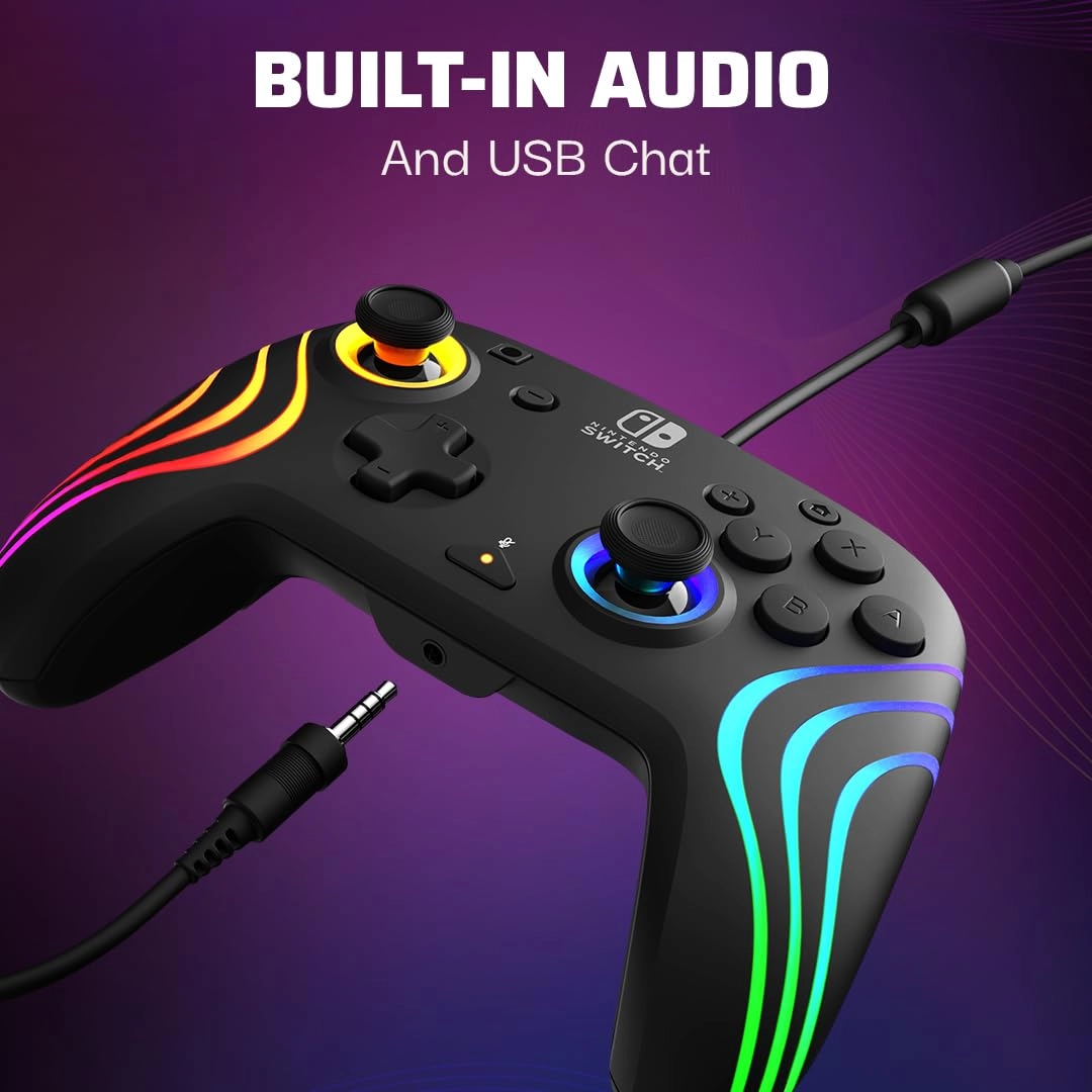 Nintendo Switch AFTER GLOW WAVE WIRED CONTROLLER - Black