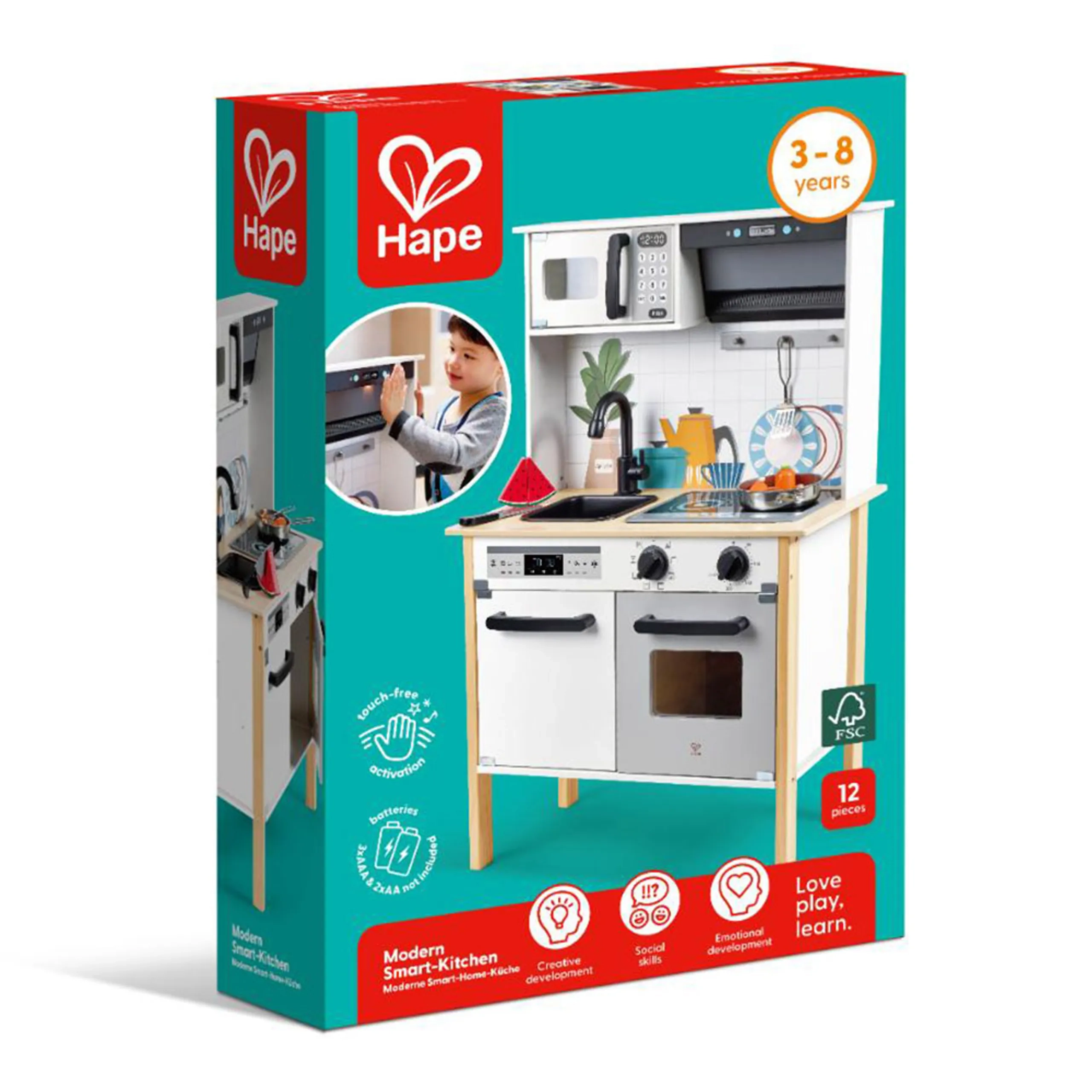 Wooden Modern Smart Kitchen & Food Playset - 12 pcs (531-E3216)