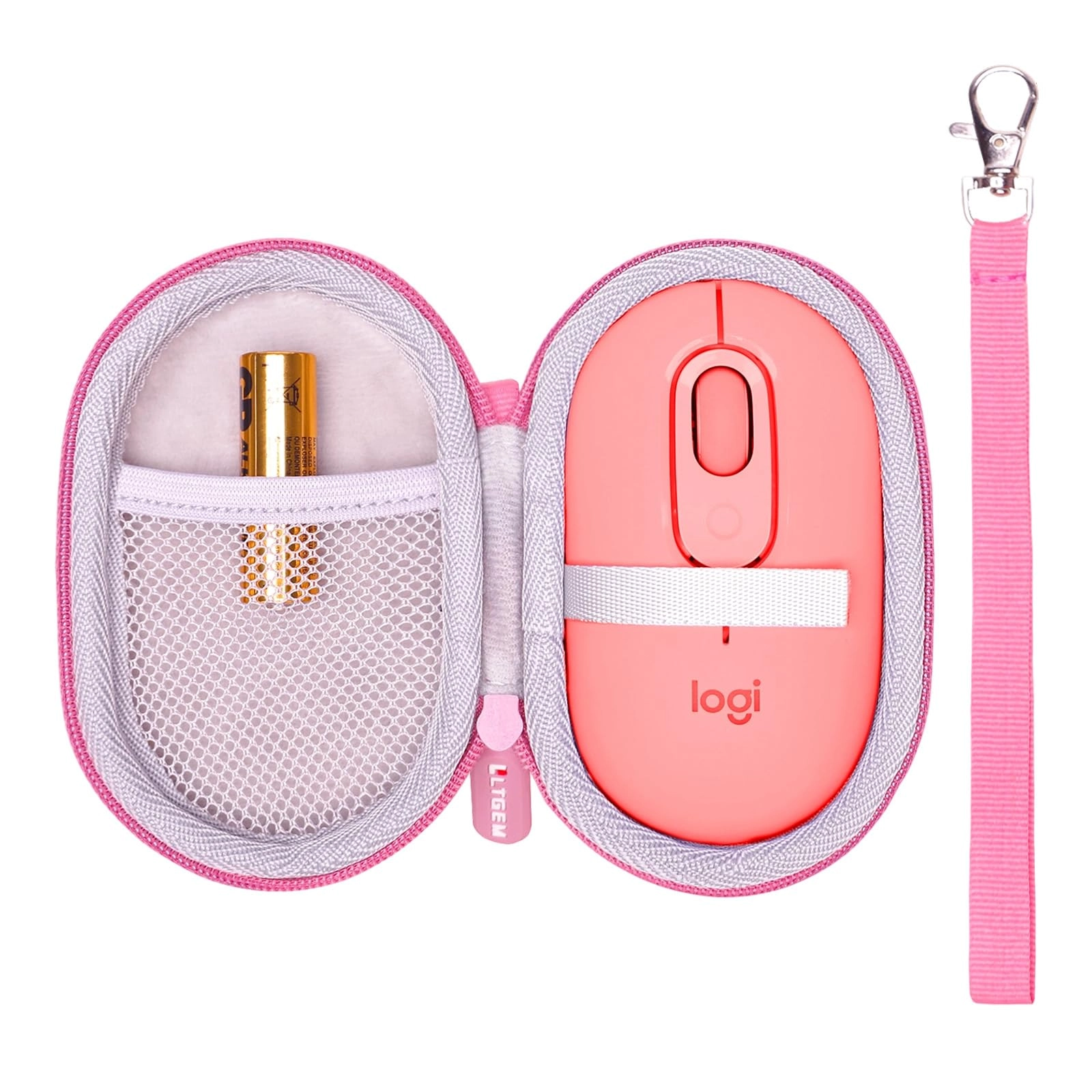 LTGEM EVA Hard Case for Logitech POP Mouse - Pink+Grey
