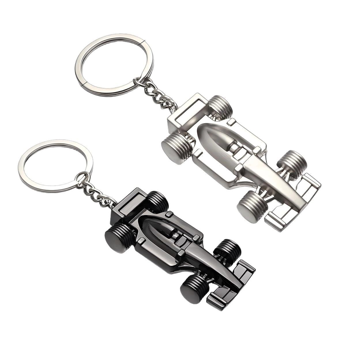 Ywdiml Car Keychain - F1 Race 2PCS Silver/Black