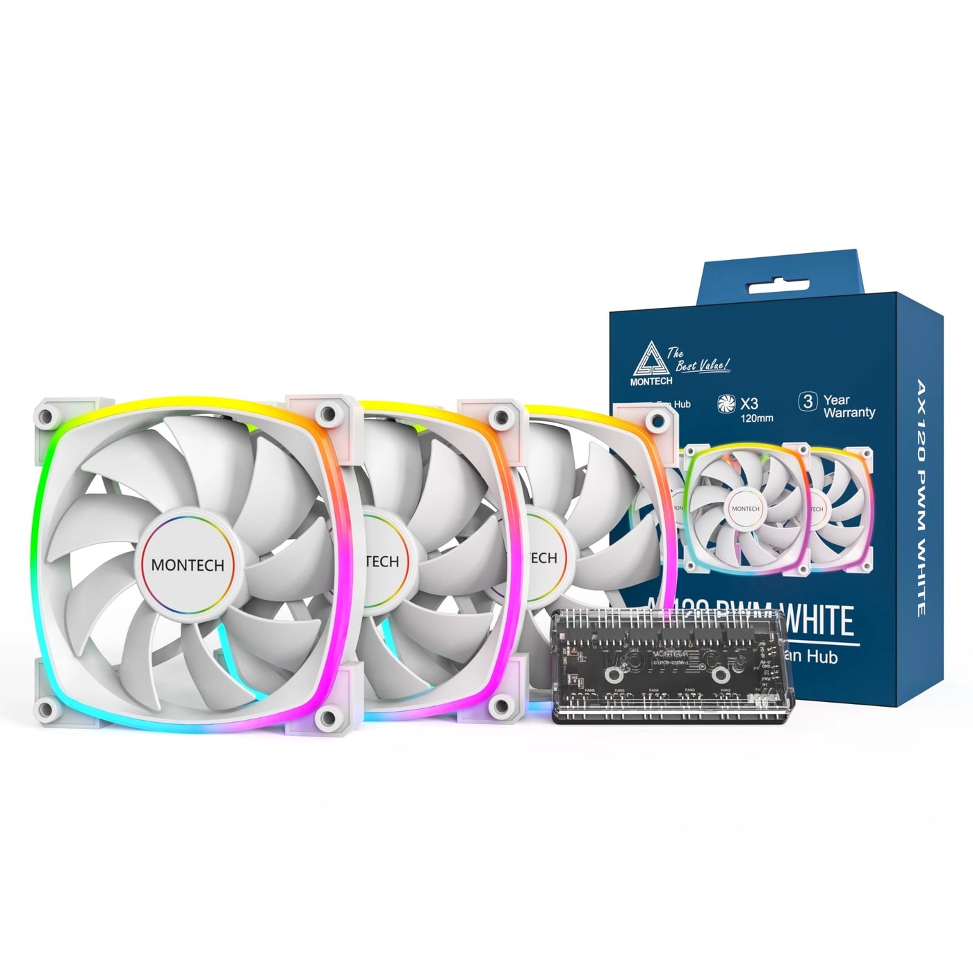 AX 120MM + 6X6 Fan Hub - 3 120MM