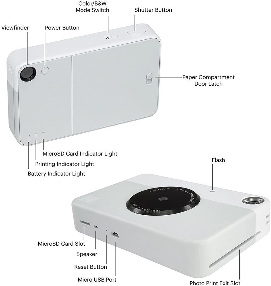 Printomatic - Grey + Zink Paper - 20 Sheets + Deluxe Case + Comfortable Neck Strap