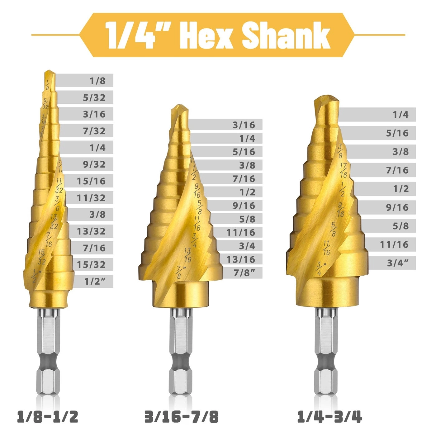 Step Drill Bit - HSS Titanium 3PCS