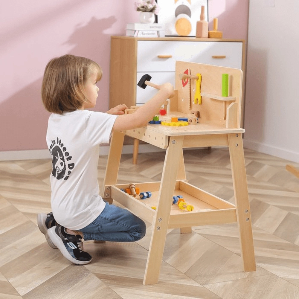 Wooden Tool Bench With Accessories Pretend Playset (29464294-44589)