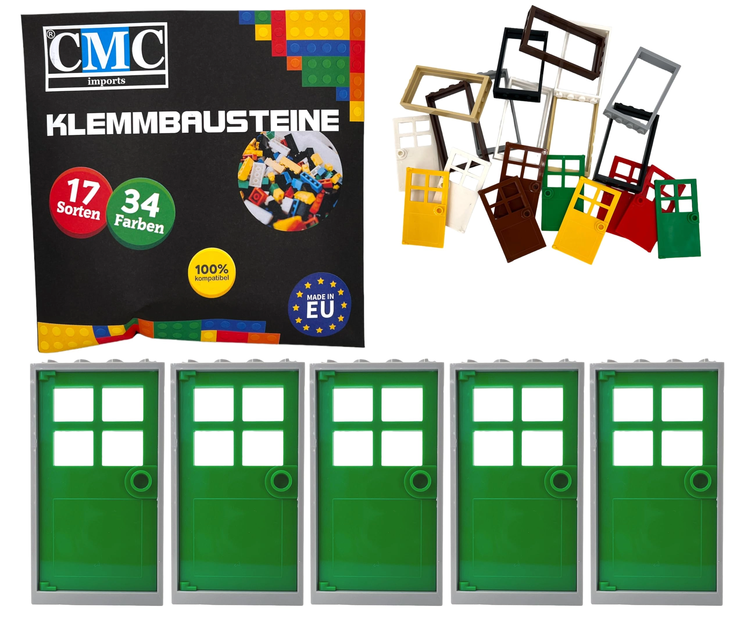 Door Frame - Beige 5 pcs + Door Leaf - Green