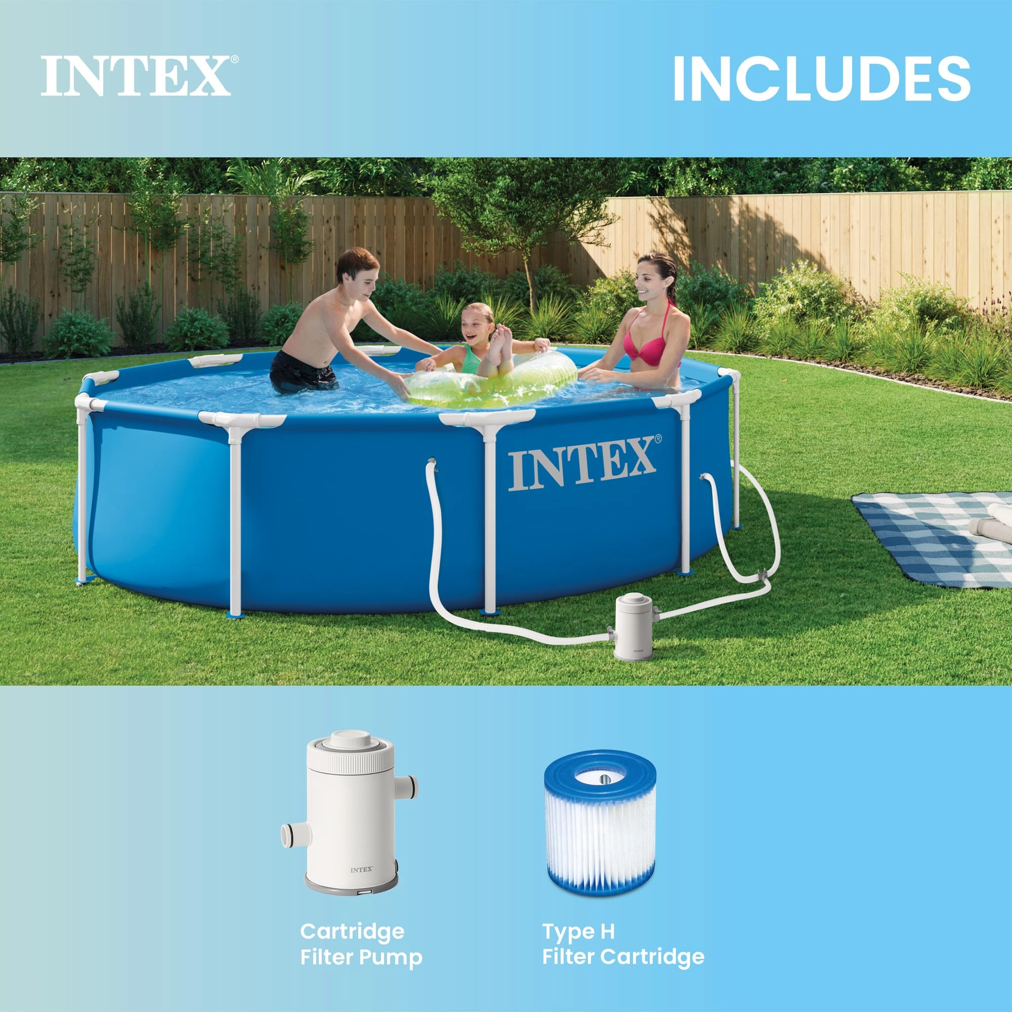 Metal Frame 10 ft x 30 in Above Ground Pool - 1185 Gallons