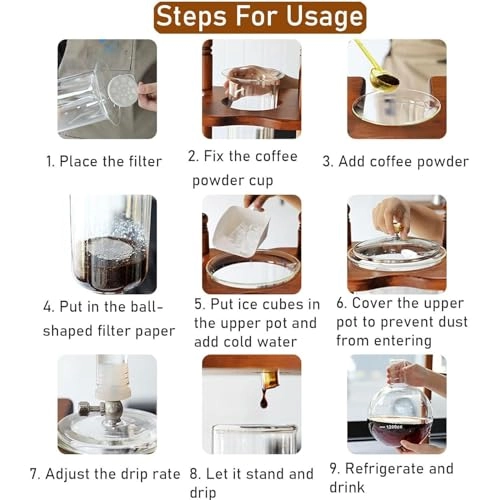 Ice drip coffee maker - 1000ml 5-8 Cups Detachable Borosilicate Glass