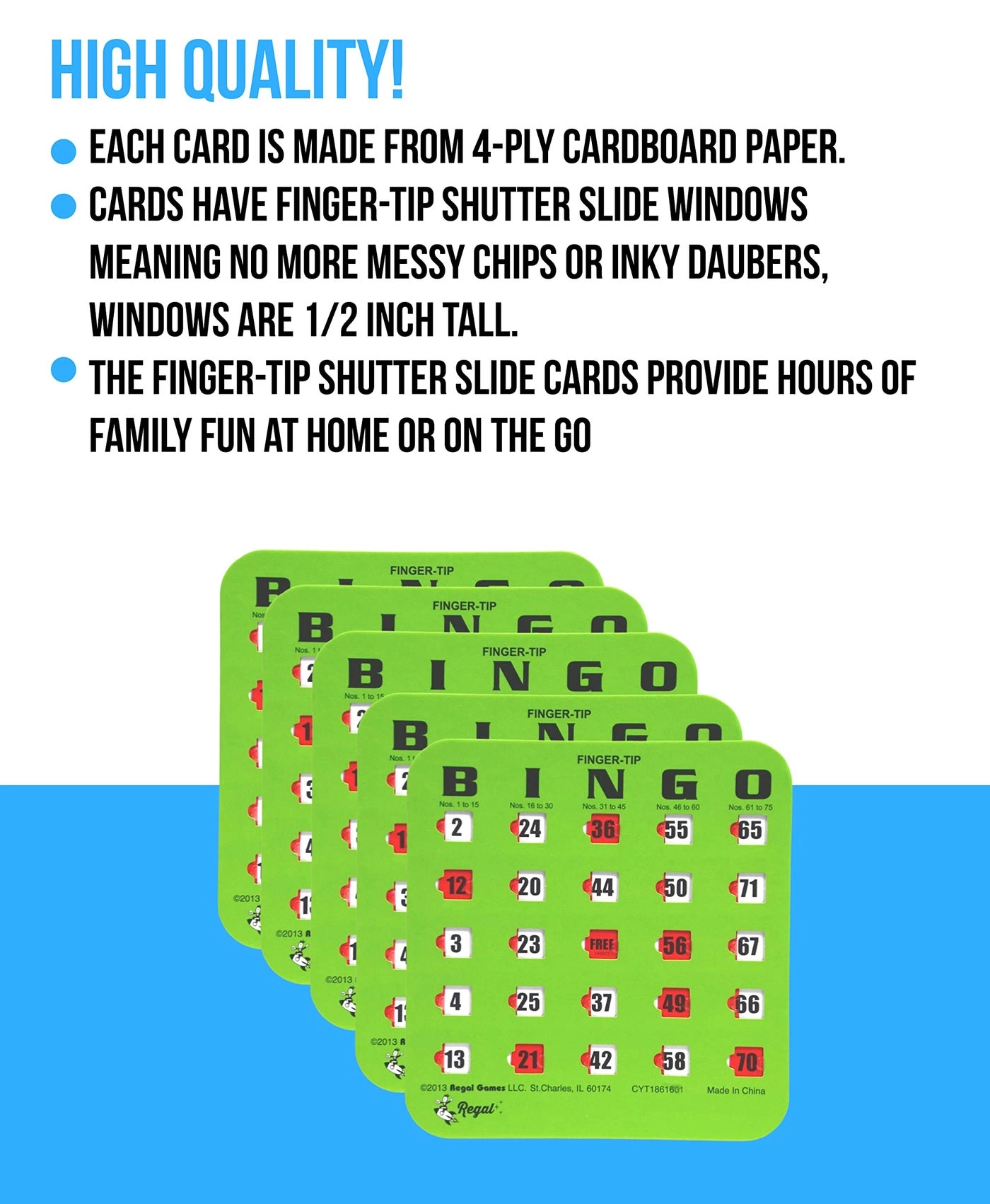 Bulk Bingo Cards - Sliding Windows Reusable Large Print