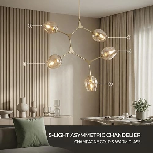 Sputnik Globe Pendant - 88cm x 116cm 5-Light Gold