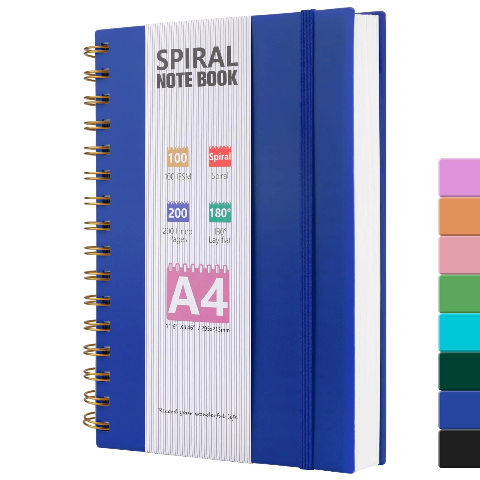 hijyoo Notebook A4 Spiral - Lined 200 Pages