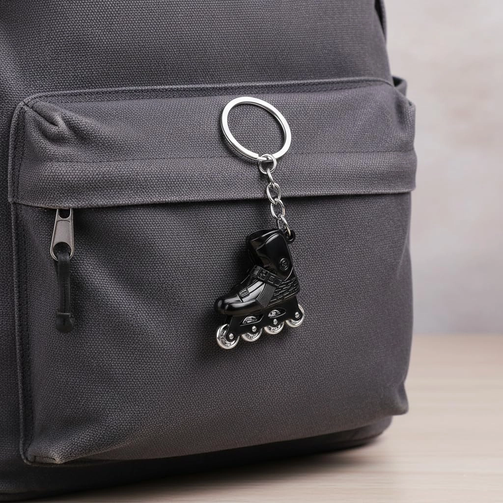 Roller Skating Keyring - Black Bag Charm