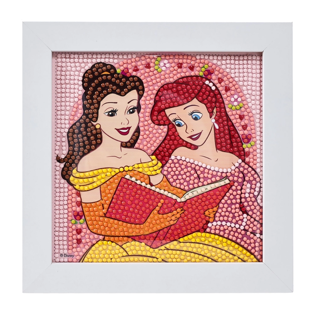 Princess Diamond Framed Painting Kit - 1 Canvas 1 Frame 6 Colorful Diamonds 1 Diamond Tray 1 Wax Square 1 Diamond Painting Stylus
