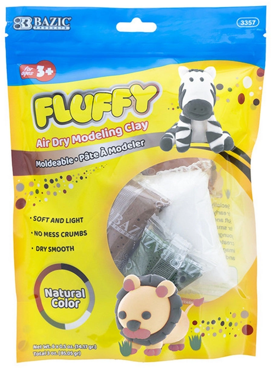 BAZIC Fluffy Air Dry Modeling Clay - 85.05g 6pcs.