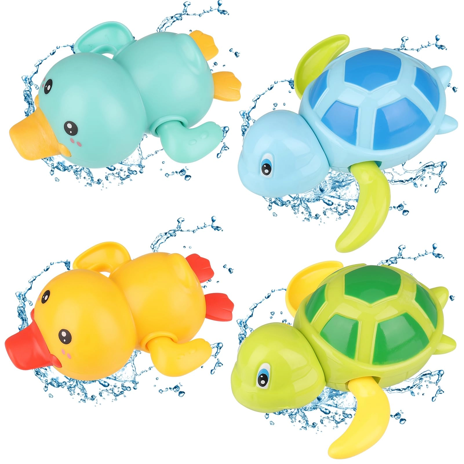 pinenuts Baby Bath Toys - 4.00 Count Wind-up Ducks & Turtles