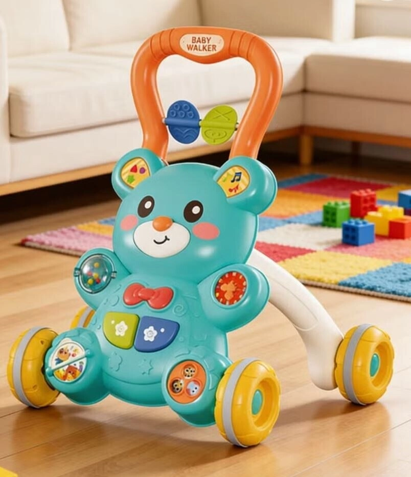 Bear Push Toy - Music Lights Adjustable Speed