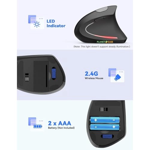 Mouse - Wireless, 2.4GHz USB, Plug and Play