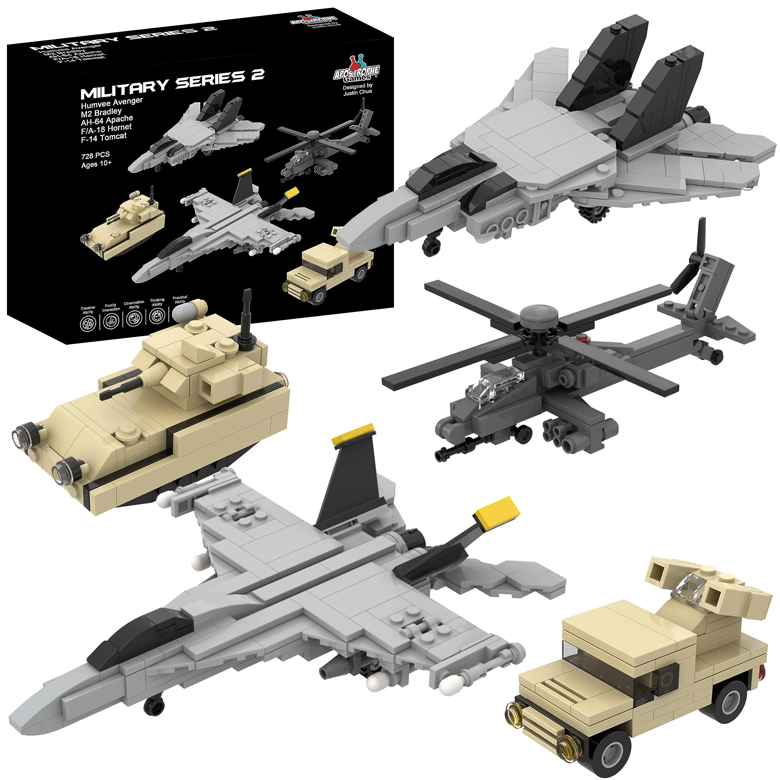 Apostrophe Games 5 Military Building Block Sets - 730pcs