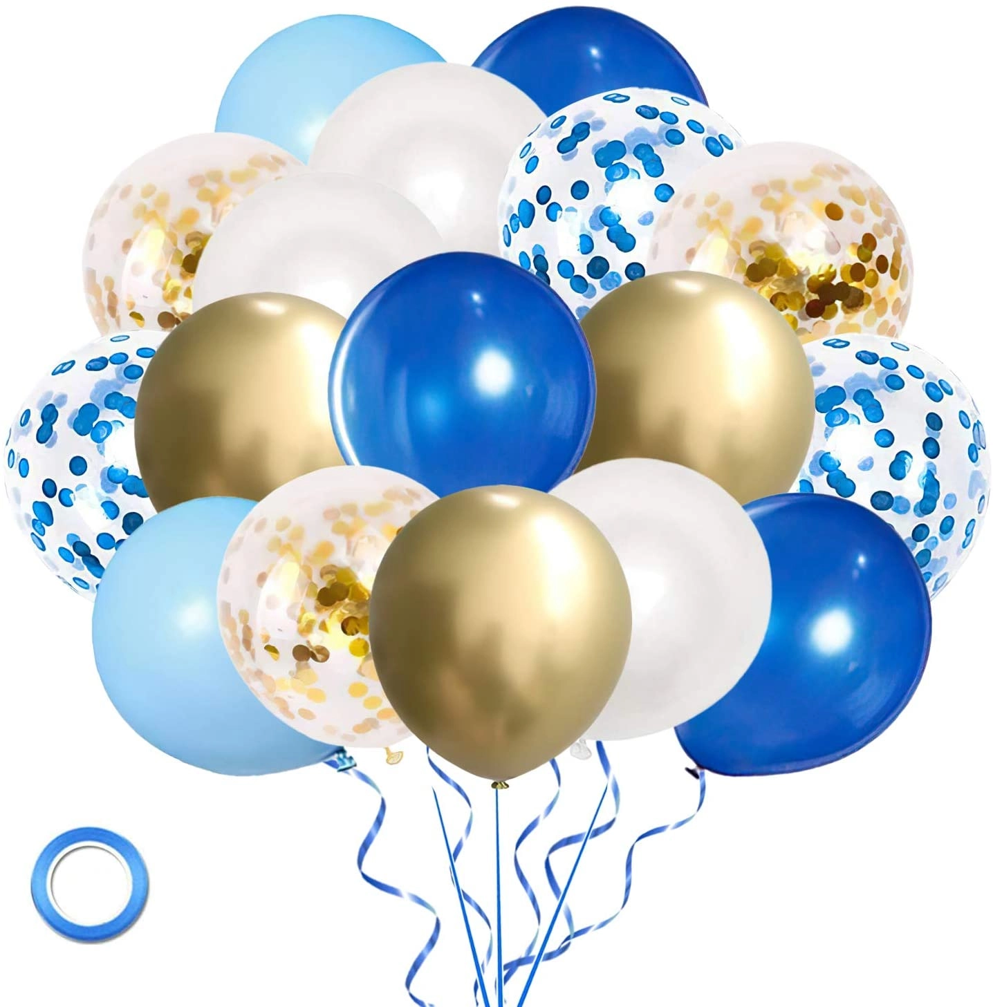Latex and Confetti Balloons Set - 50-Pieces Birthday