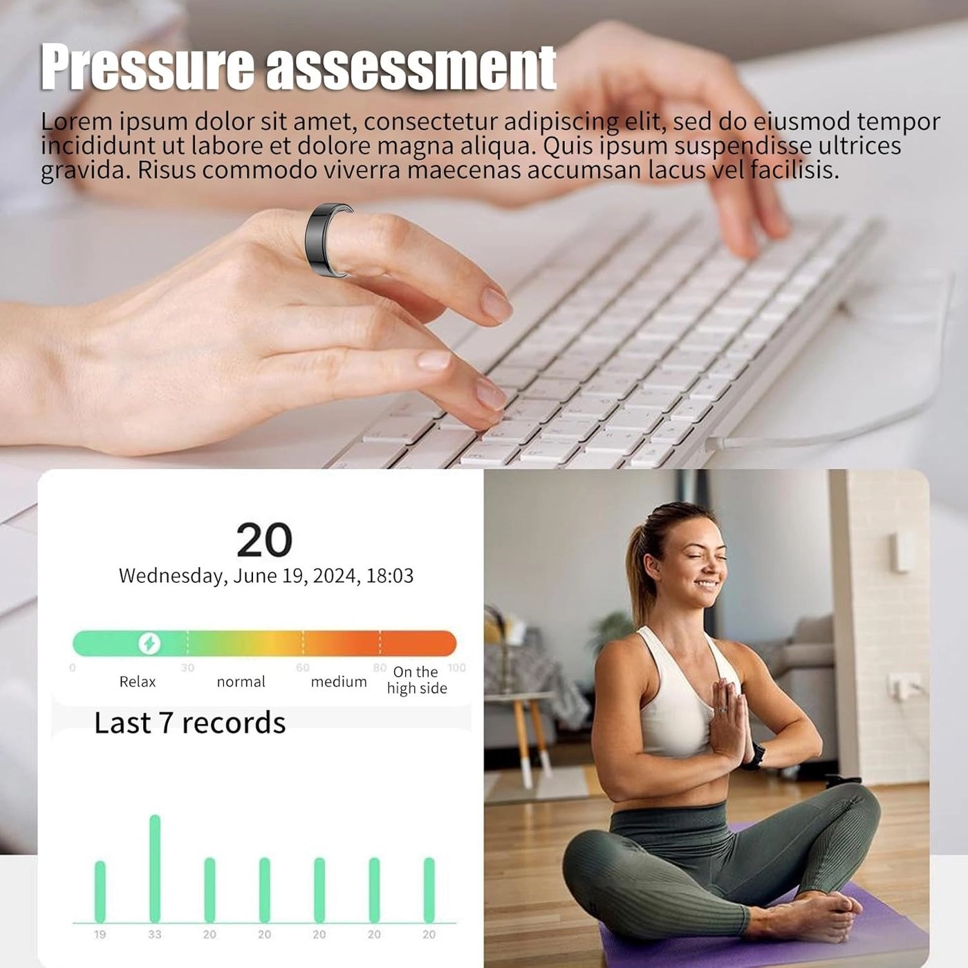 Bluetooth Smart Ring - Sleep Monitoring Heart Rate Blood Oxygen