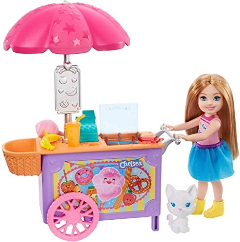 Chelsea Doll and Snack Cart Playset - 6-inch Blonde with Pet Kitten