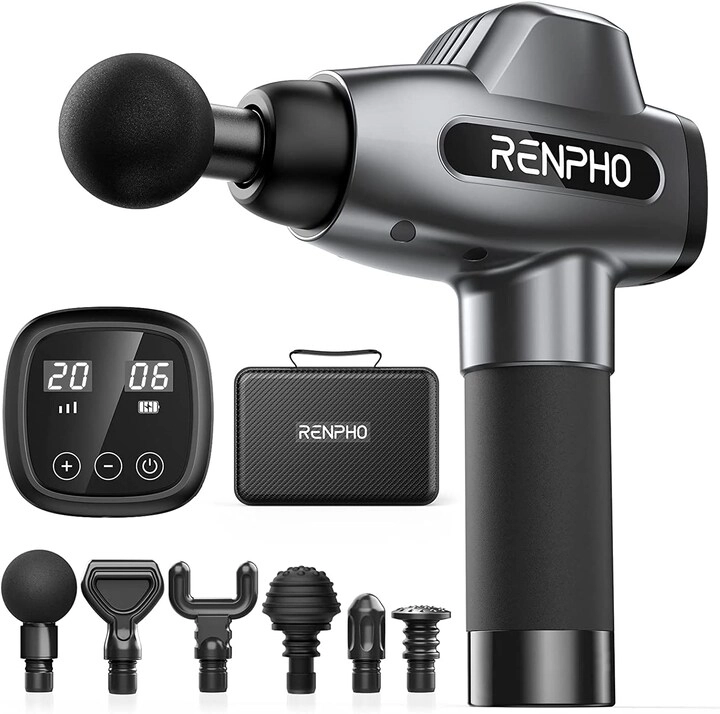 Renpho Percussion Massage Gun - 20 Speeds 6 Massage Heads