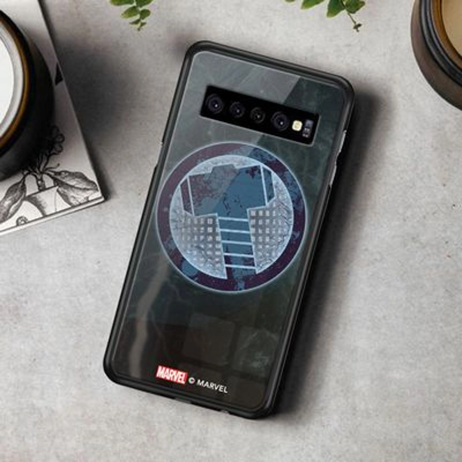 Thor And Mjolnir Back Case - TPU Bumper Case + Tempered Glass Back for Galaxy S10