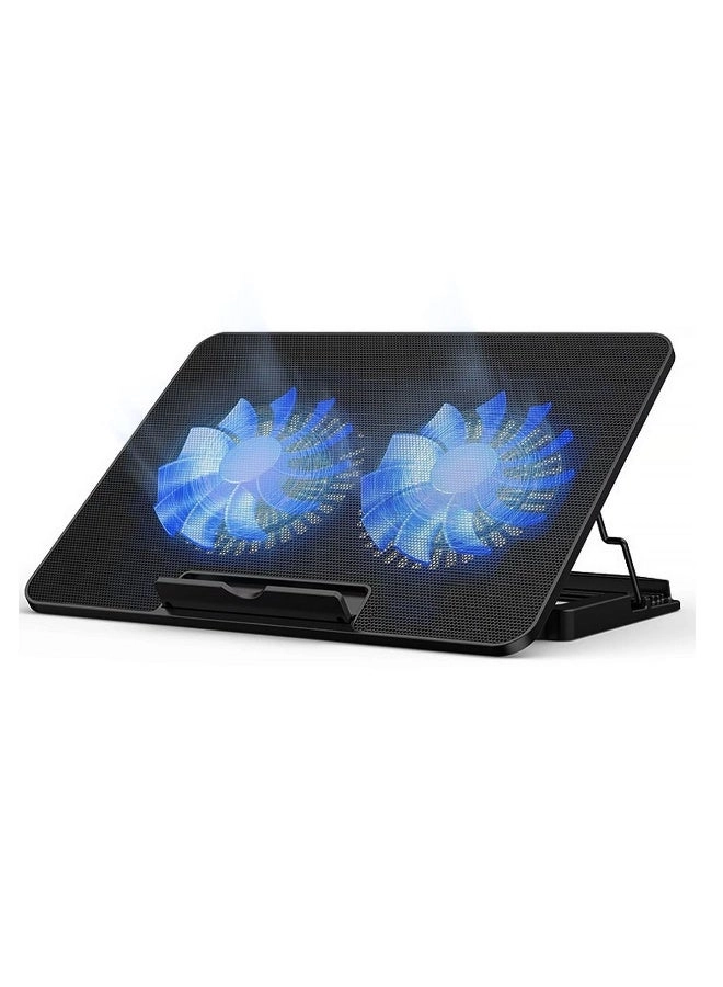 Laptop Cooling Pad - 1200RPM 6 Heights Adjustment 2 USB Port