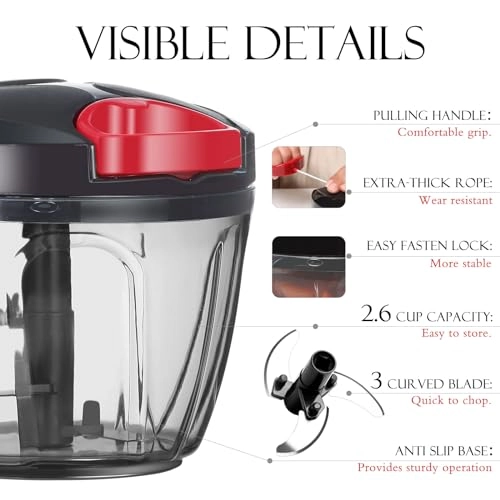 Manual Food Processor - 16.9 Fluid Ounces three blades