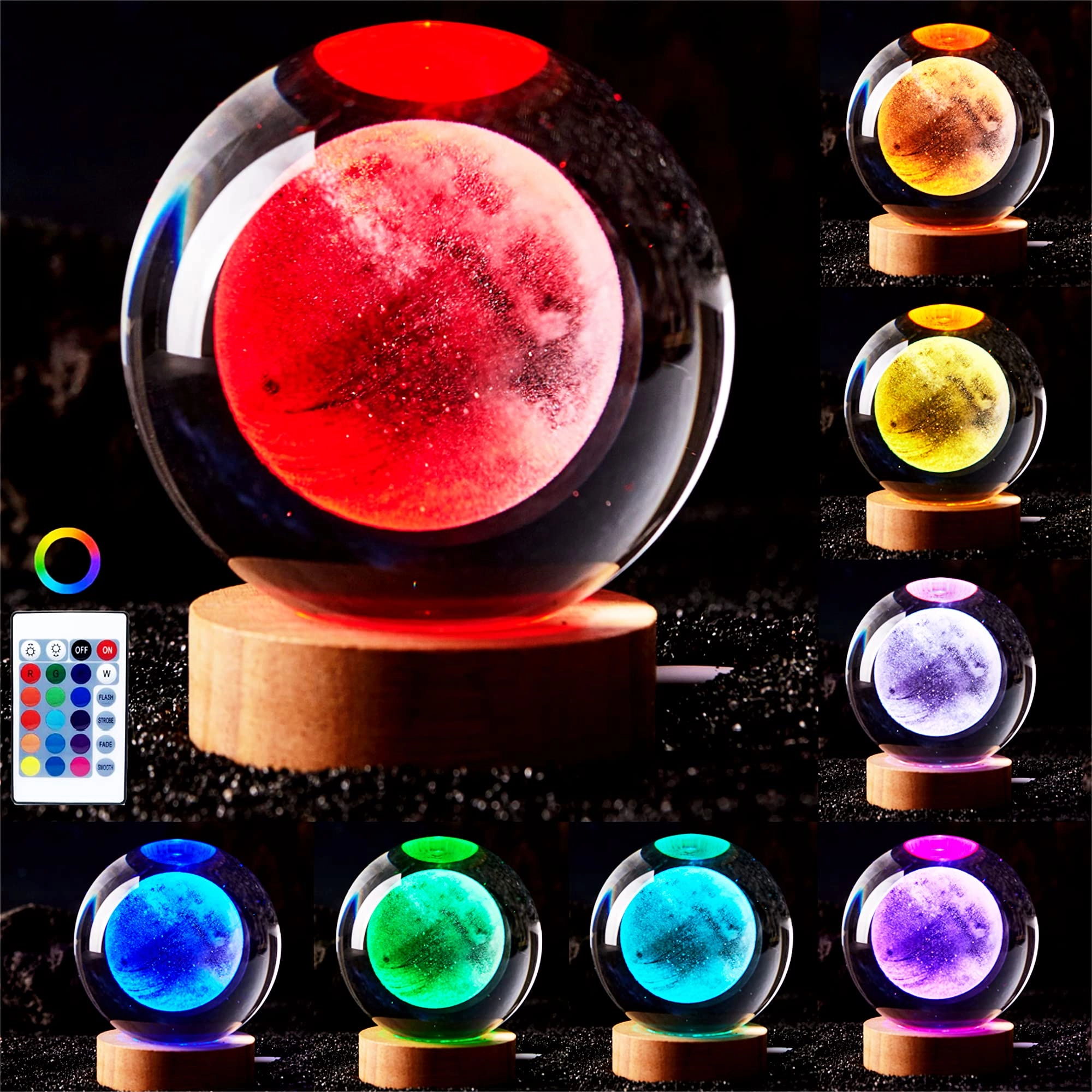 conalisk 3D Rose Crystal Ball Lamp - Corded Electric Multicolor