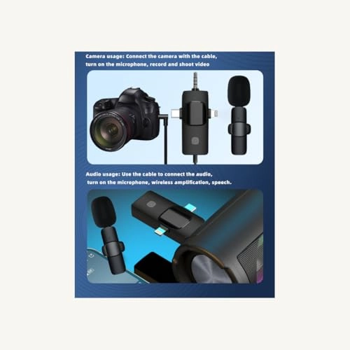 3-in-1 Wireless Lavalier Microphone System 3.5mm-Mini-Jack+Lightning+USB+Wireless Microphone