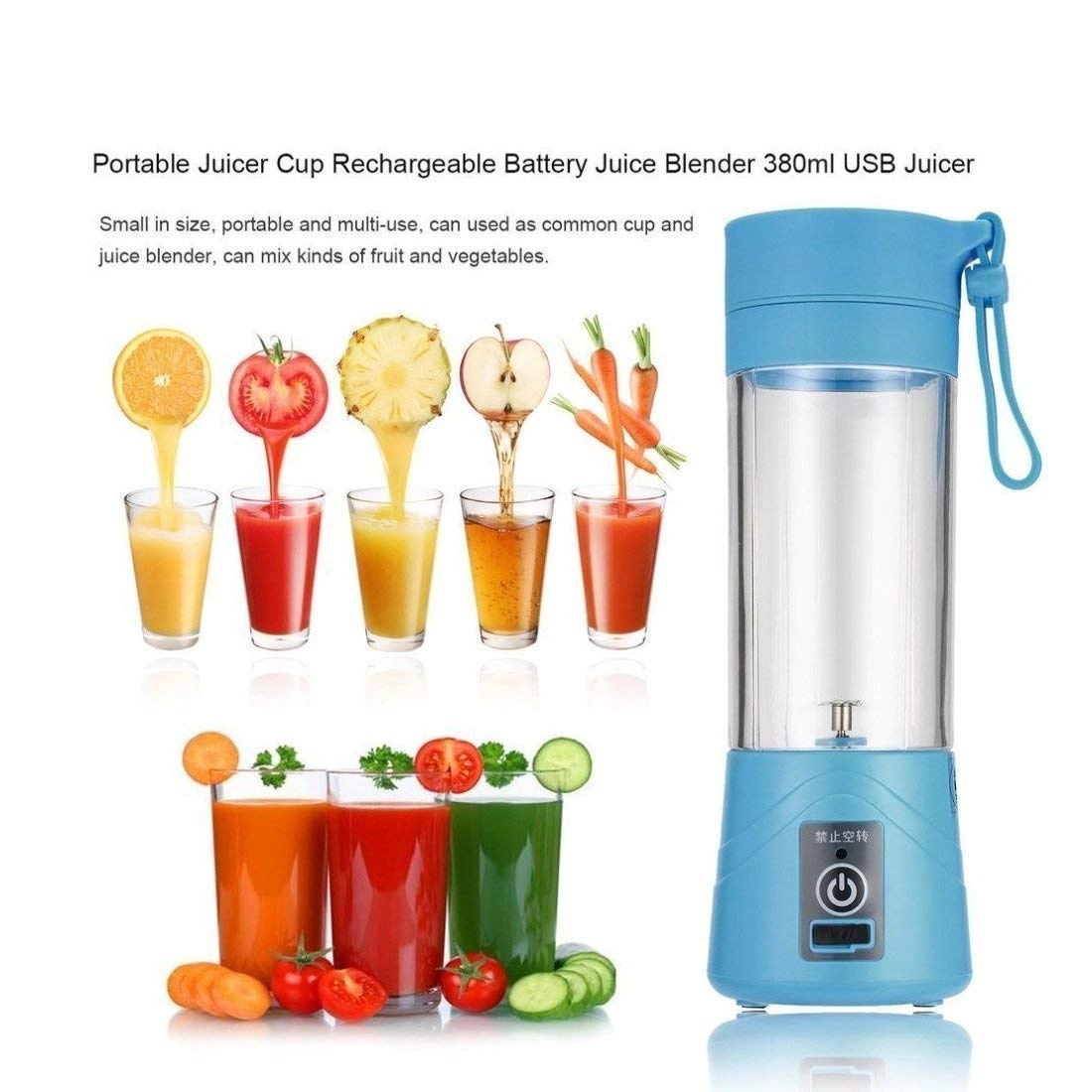Juice Maker Blender Bottle - Portable USB Rechargeable Magnetic Safety Switch