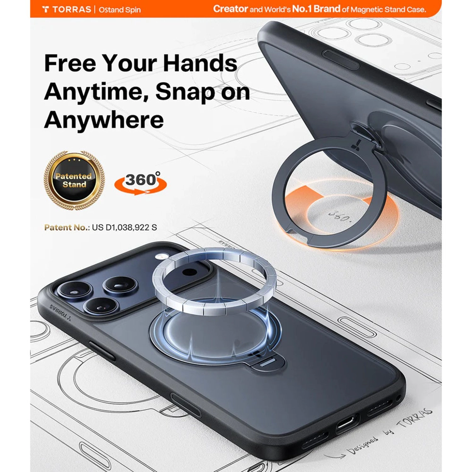 Ostand Spin Silicone Case with MagSafe for iPhone 17 Pro Max