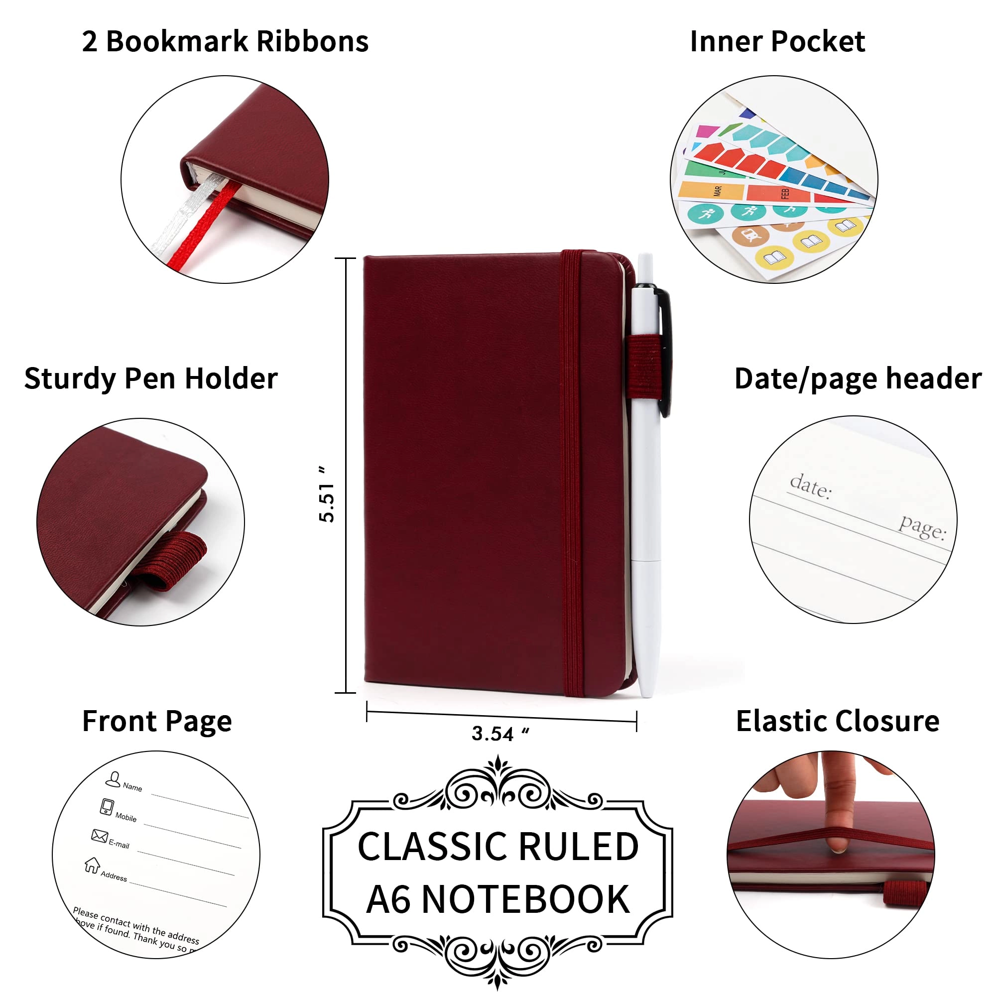 Pocket Notebook A6 Hardcover - Lined 56 Sheets