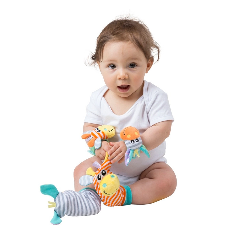 Jungle Wrist Rattle And Foot Finder - Suitable for 0 months & above Polyester + Cotton + ABS Jungle 2 pairs