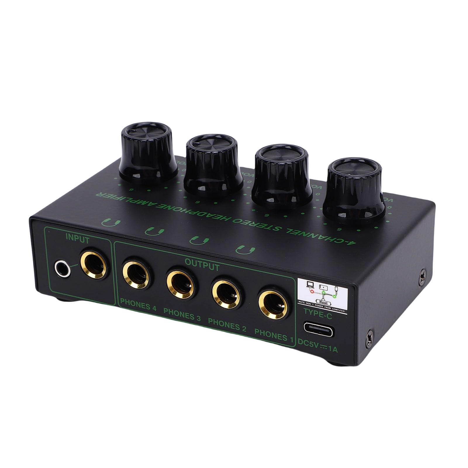 Denash 4 Channel Headphone Amplifier - USB Powered Individual Volume Control