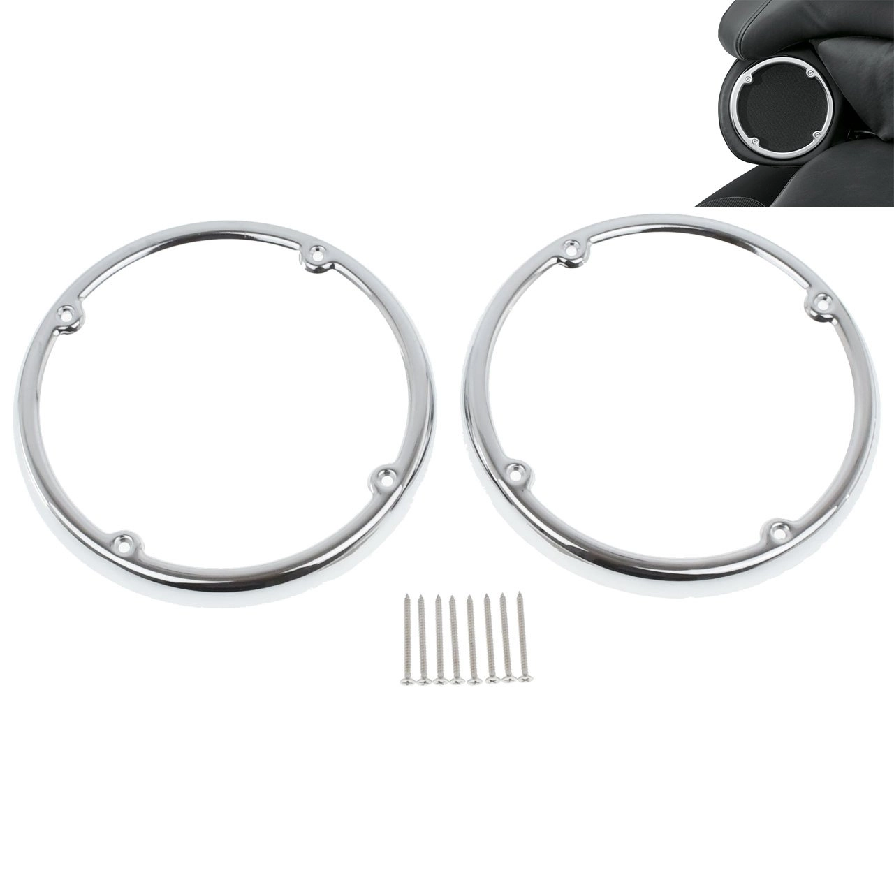 Rebacker Motorcycle Chrome Speaker Trim - 2