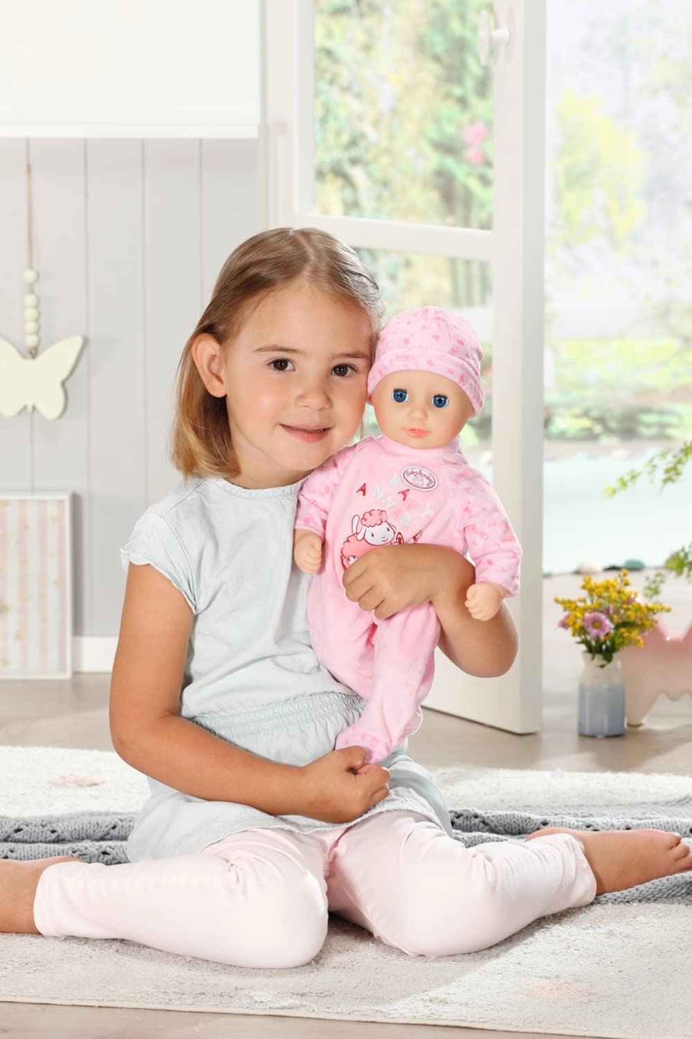 Annabell Baby Doll - 14 inch Soft-Bodied Eyes Open & Close Blue Eyes Pink Outfit Ages 1+