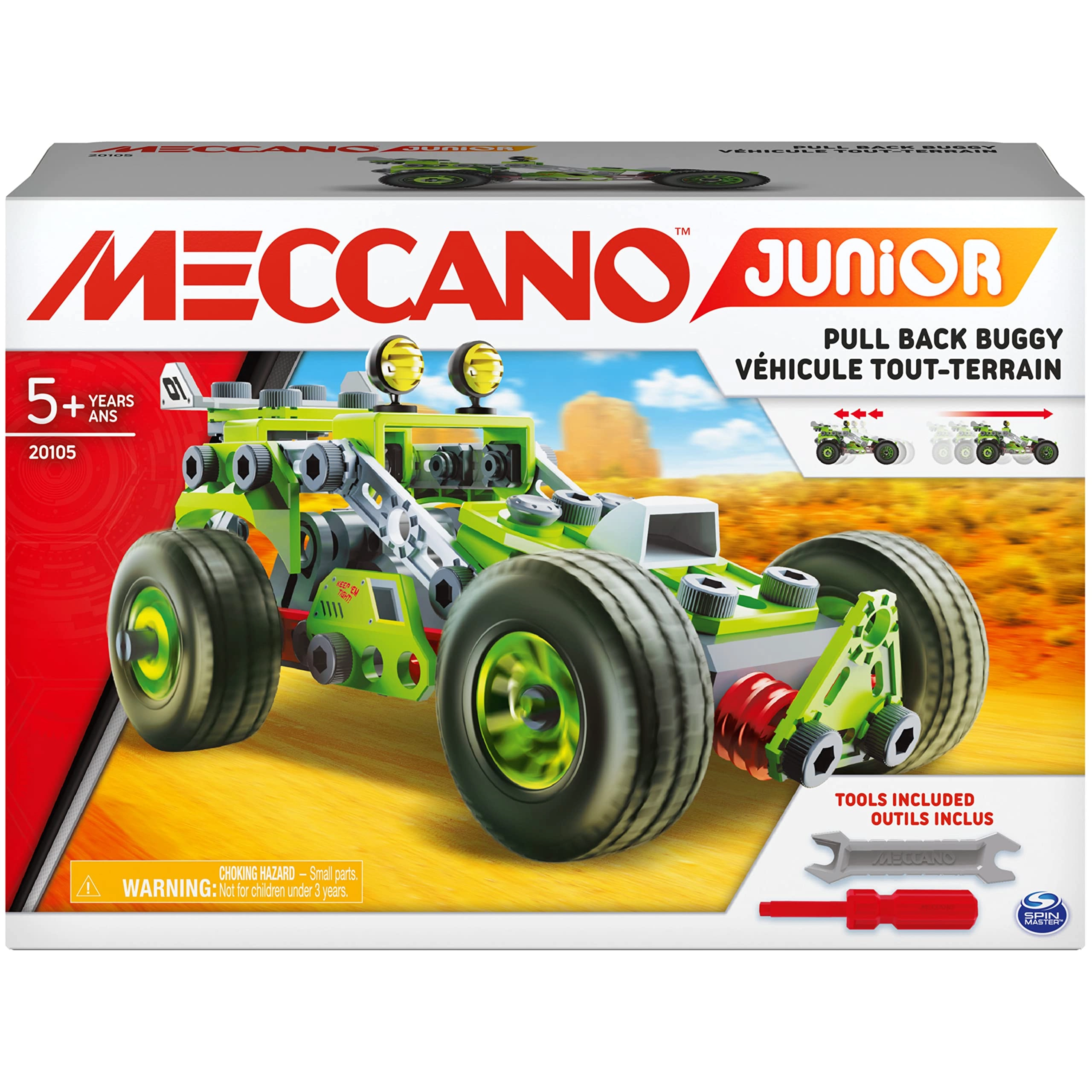 Meccano Junior Pull-Back Buggy - 3-in-1 138 pcs for ages 5+
