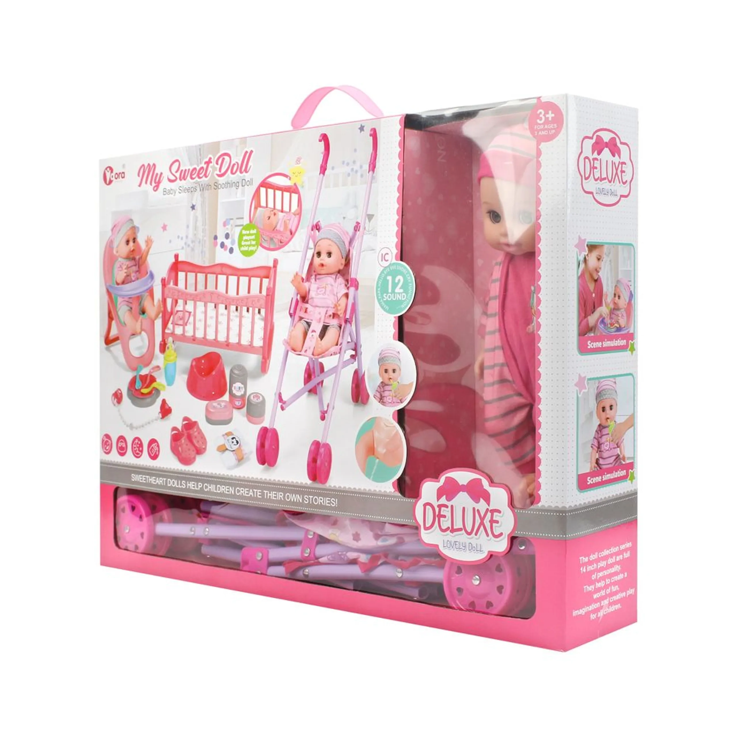My Sweet Doll Playset - 3-In-1 14 inch 16 Pcs Ages 3+