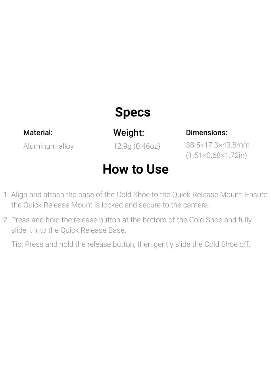 ACE Pro/ACE - Cold Shoe Black