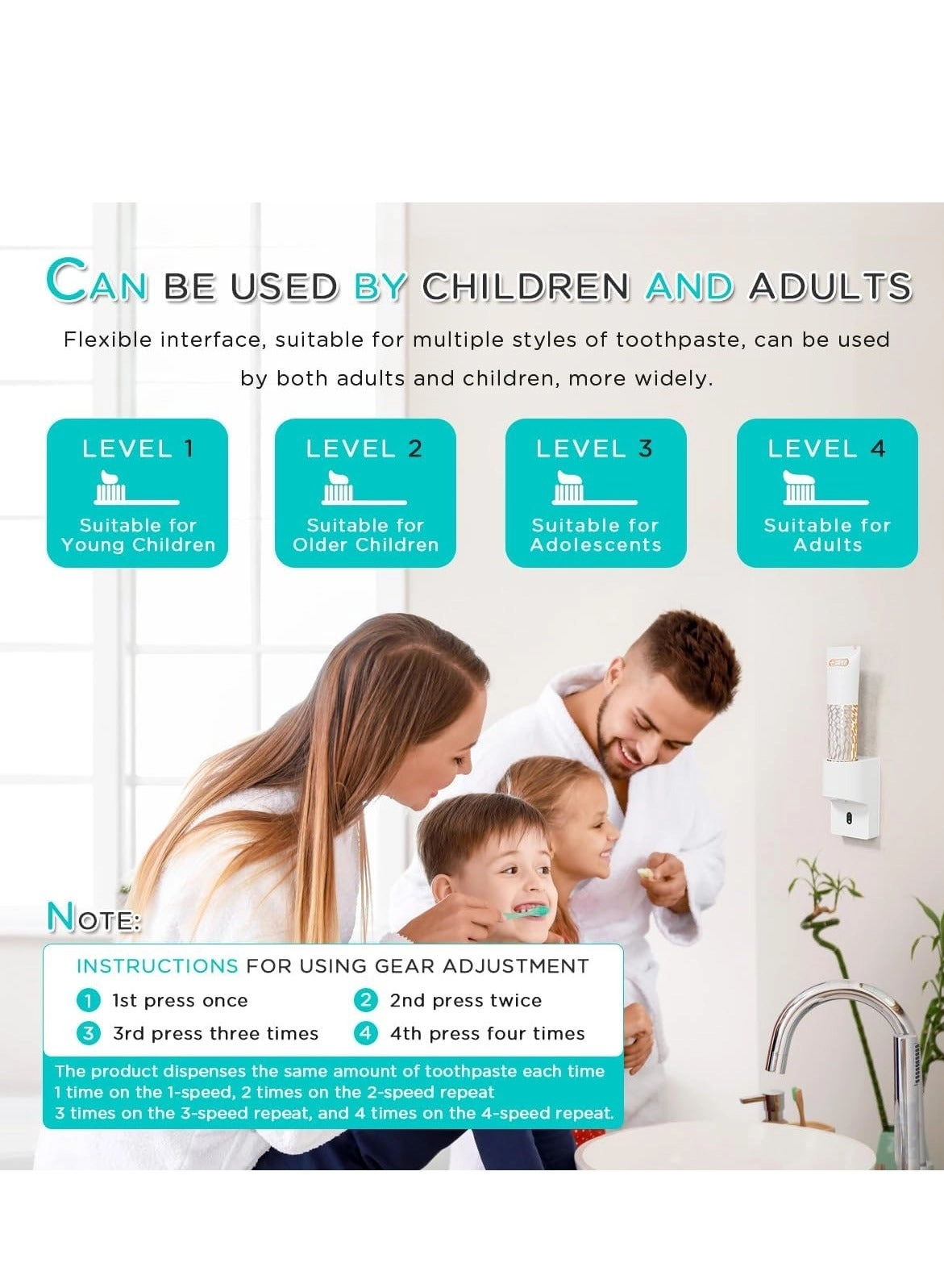 Toothbrush Holder - Wall mounted 4 toothbrush slots