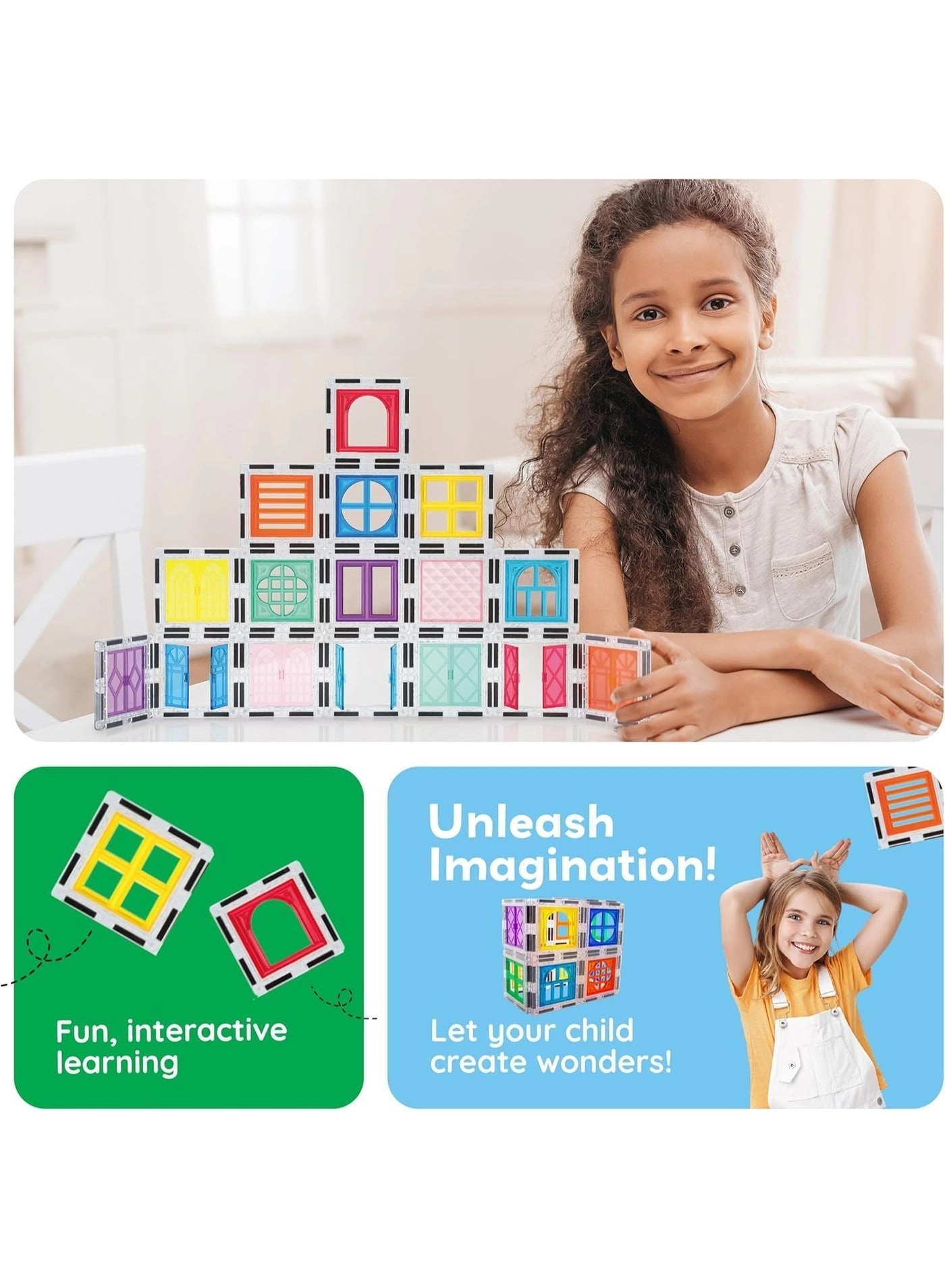 Magnetic Tiles Clip-On Window and Door - 40pcs