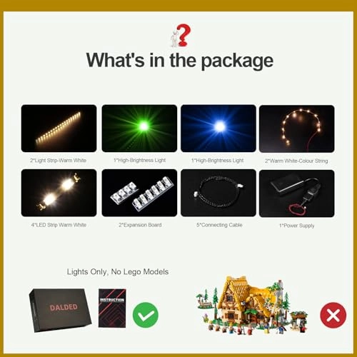 LED Lighting Kit for Lego Snow White and The Seven Dwarfs' Cottage - Compatible with Lego 43242 Classic Version