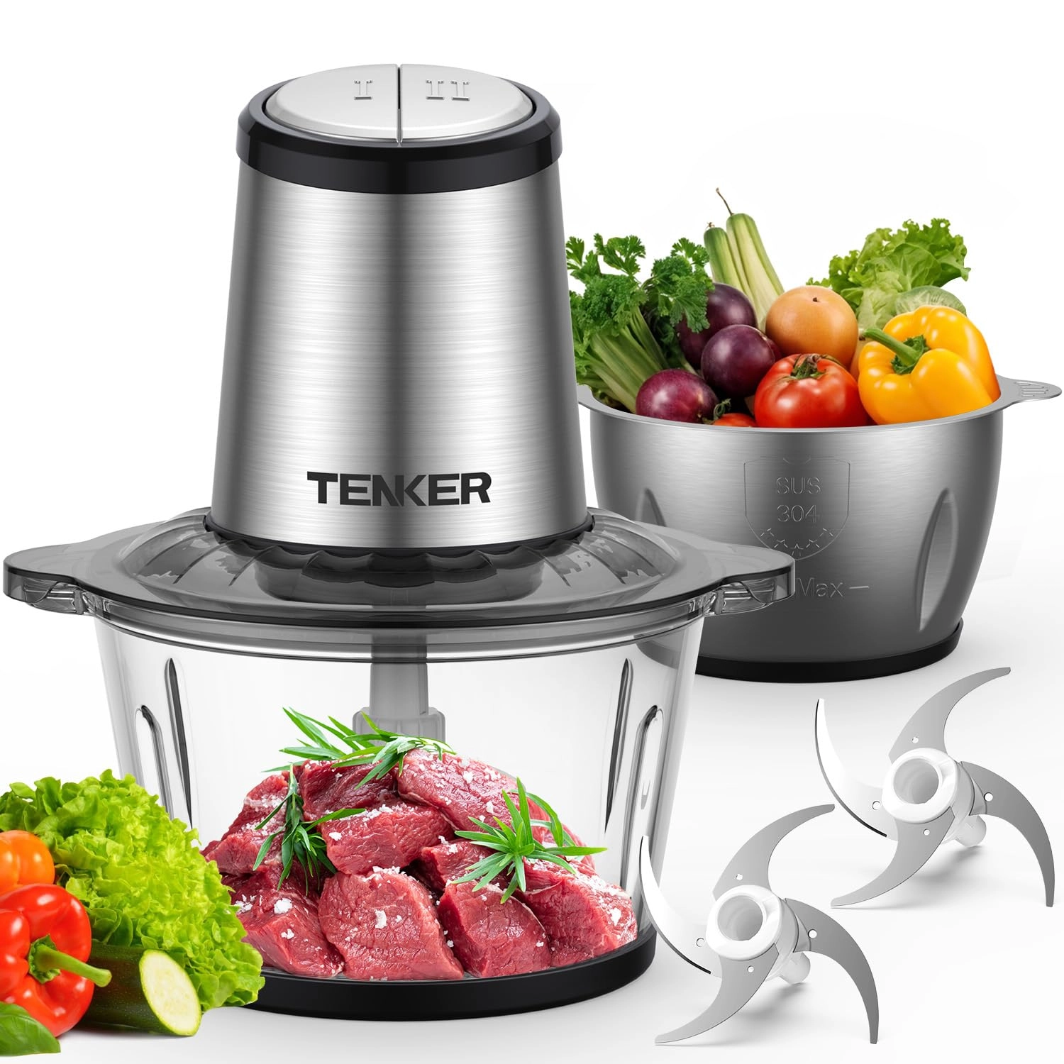 Tenker Food Processor - 2L+2L