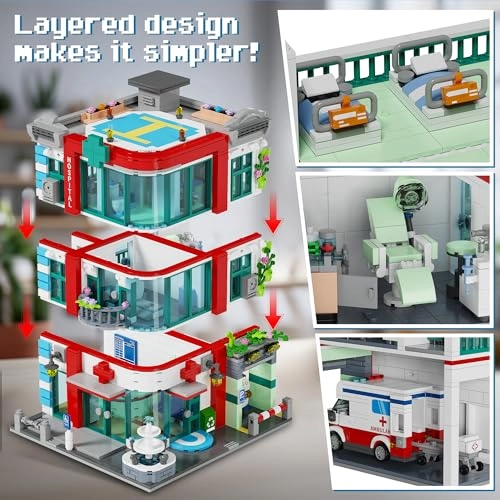 City Hospital Building Block Set - Ambulance Miniature Hospital World