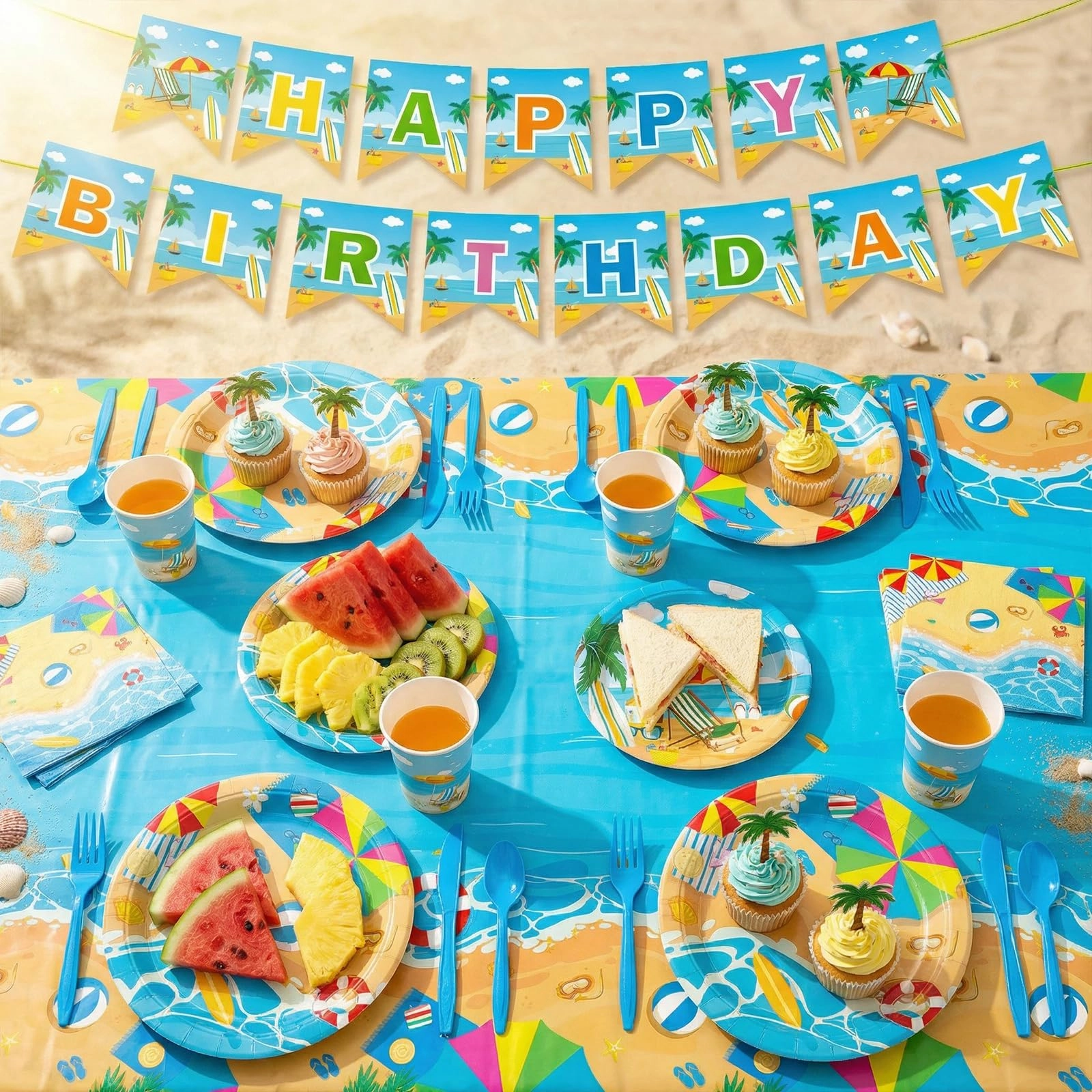 Summer Beach Party Supplies - 171pcs Birthday